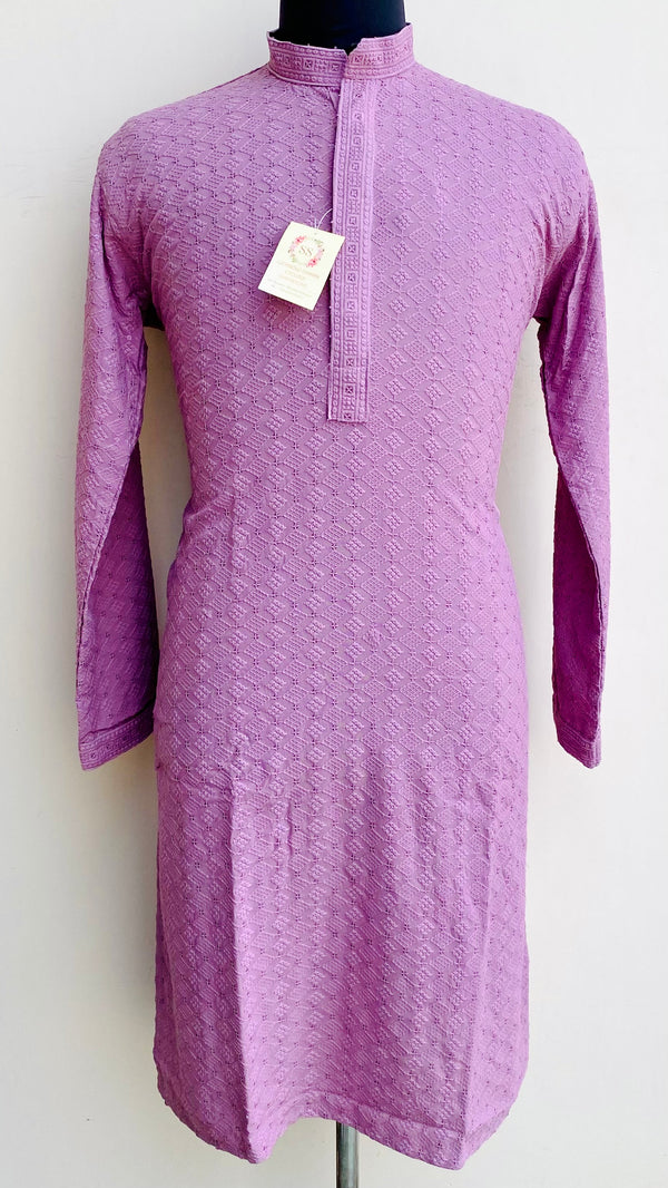Lucknowi Chikankari Men’s Kurta Purple Cotton