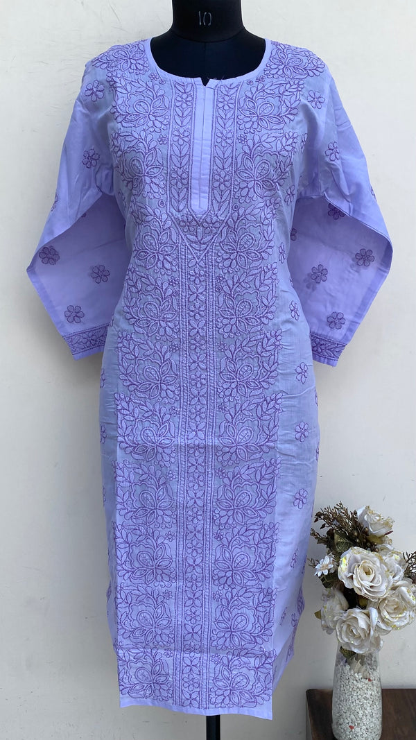Lucknowi Chikankari Kurti Purple Cotton