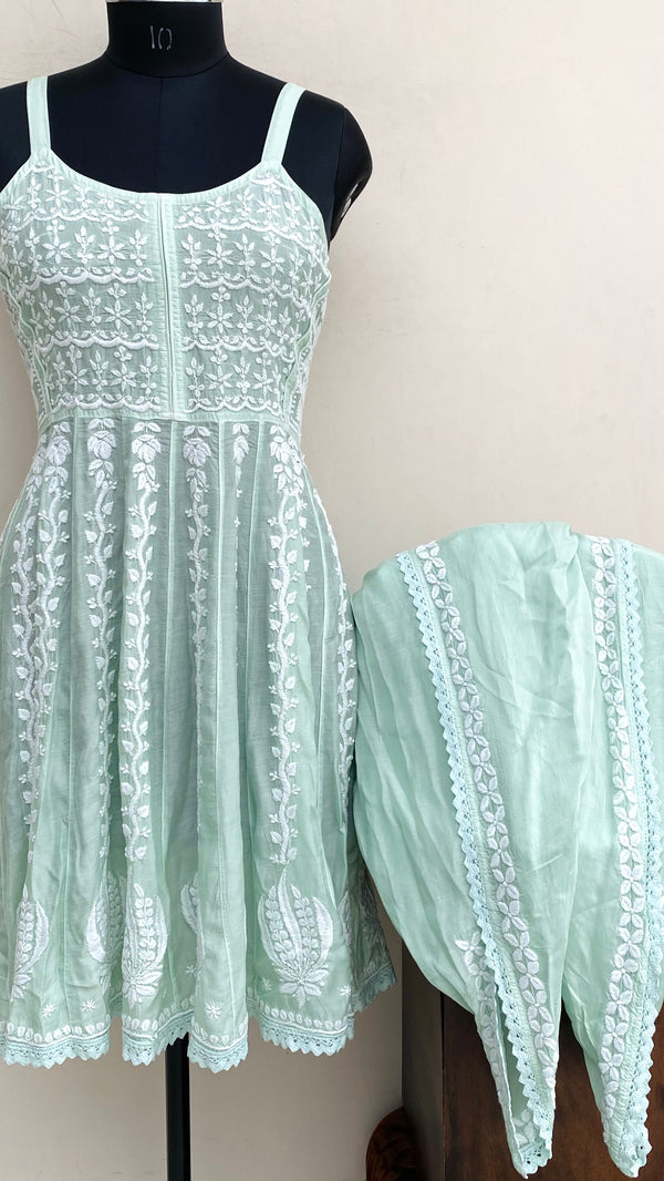 Lucknowi Chikankari Co-ord Set Green Muslin Cotton