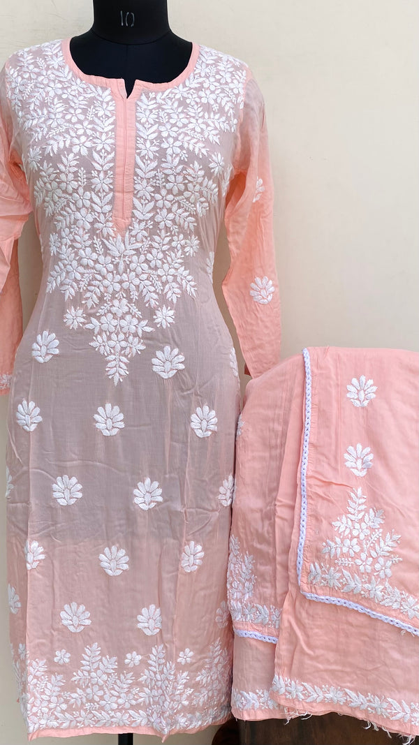 Lucknowi Chikankari Co-ord Set Pink Muslin Cotton