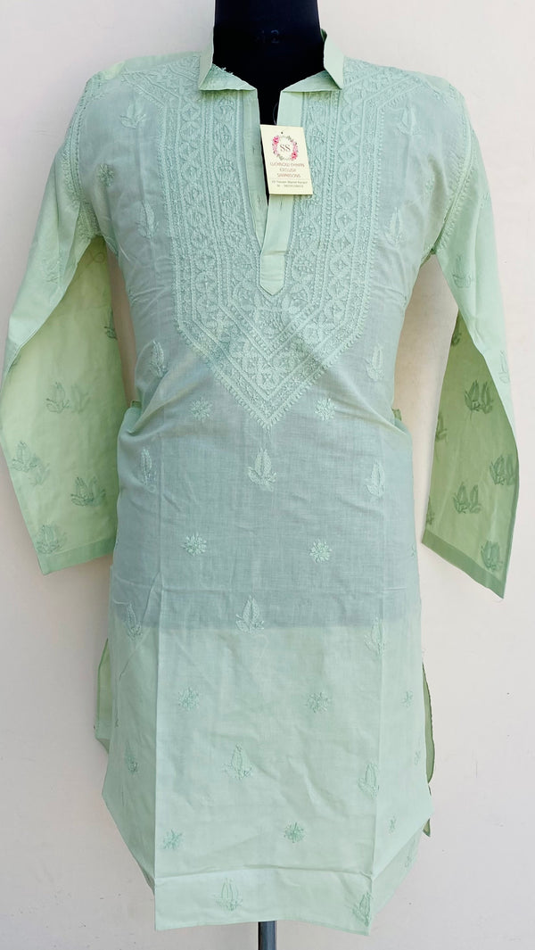 Lucknowi Chikankari Men’s Kurta Green Cotton