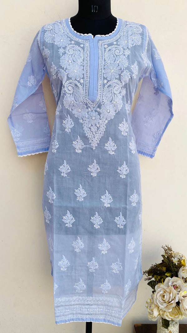 Lucknowi Chikankari Kurti Purple Cotton