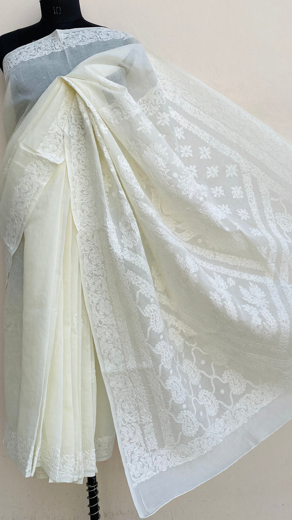 Lucknowi Chikankari Saree Cream Cotton