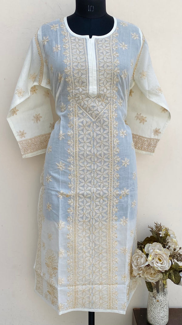 Lucknowi Chikankari Kurti Cream Cotton