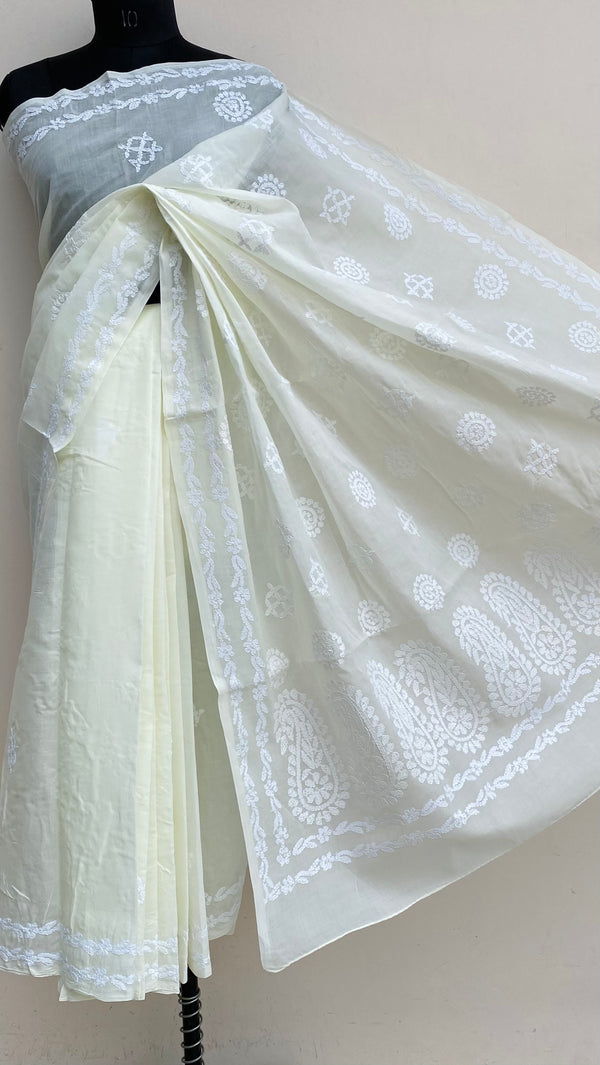 Lucknowi Chikankari Saree Cream Cotton