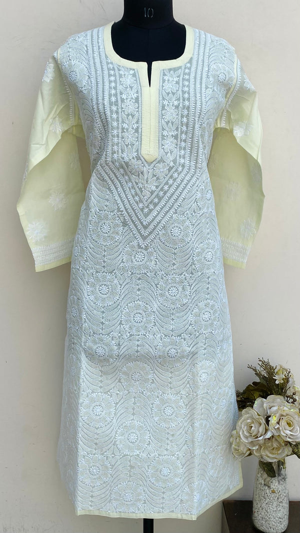 Lucknowi Chikankari Kurti Cream Cotton