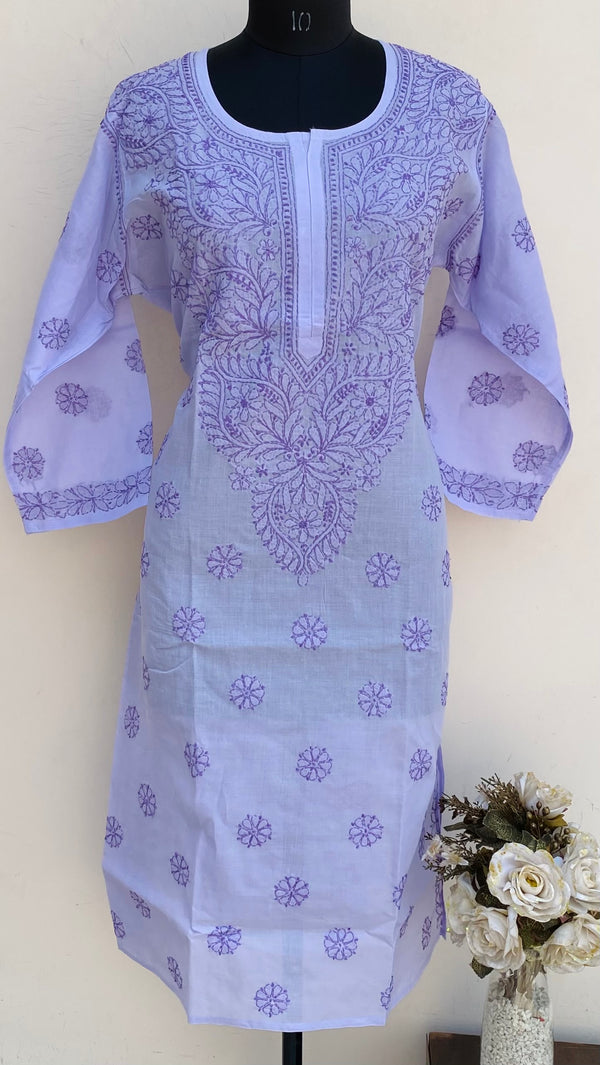 Lucknowi Chikankari Kurti Purple Cotton