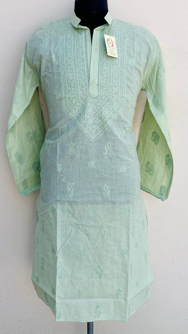 Lucknowi Chikankari Men’s Kurta Green Cotton