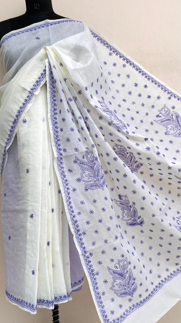 Lucknowi Chikankari Saree Off White Cotton