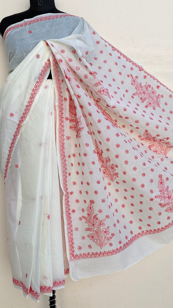 Lucknowi Chikankari Saree Off White Cotton