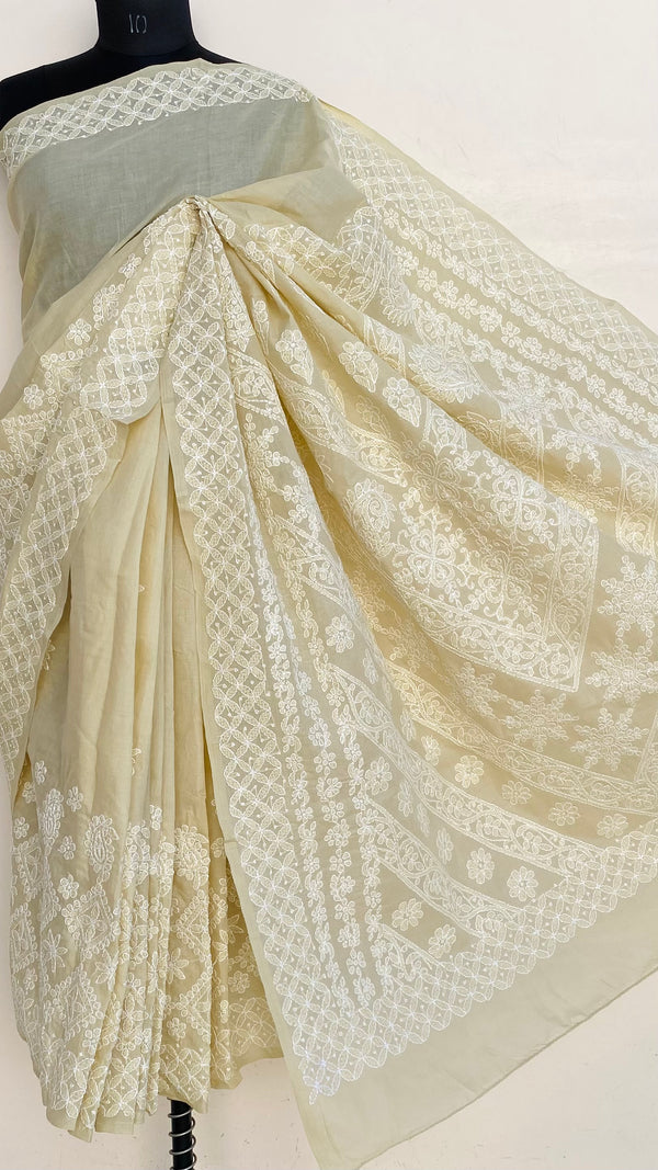 Lucknowi Chikankari Saree Beige Cotton