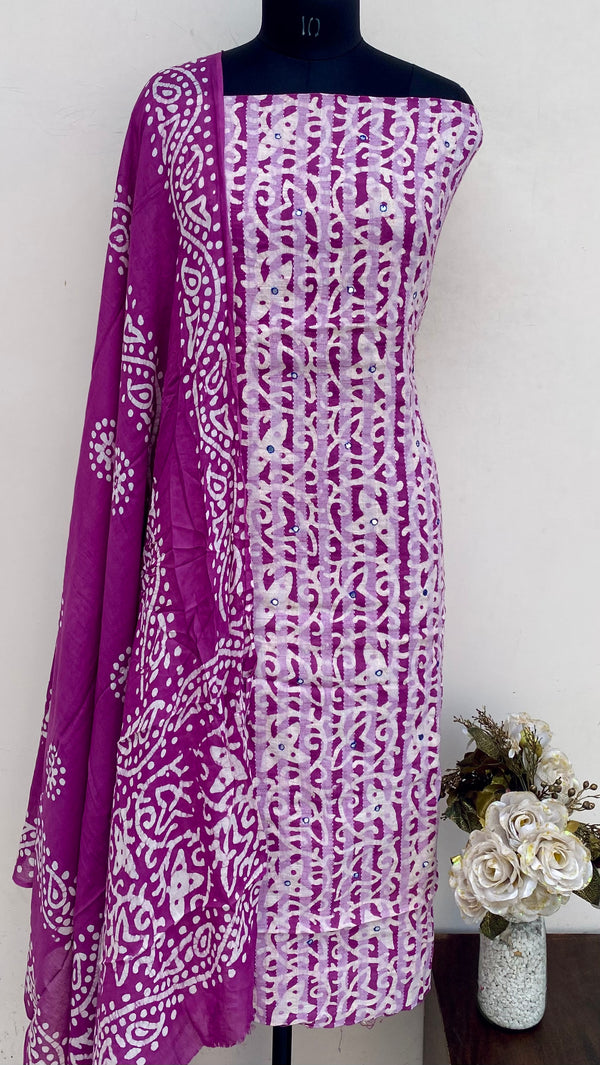 Designer Embroidered Suit Length 3 Piece Purple Mal Cotton