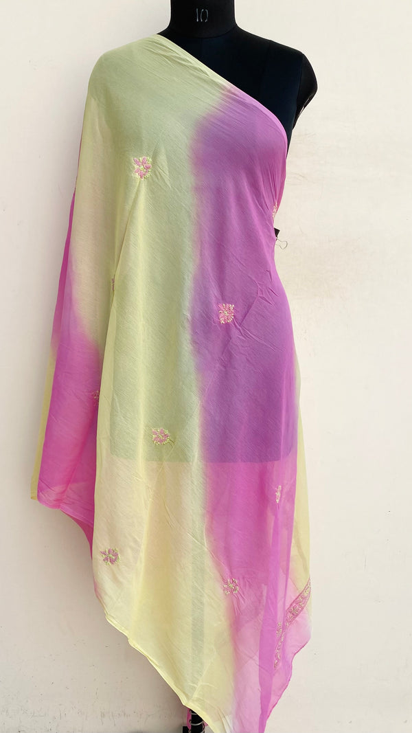 Lucknowi Chikankari Dupatta Multicolour Chiffon