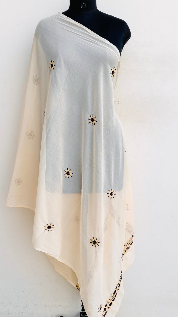 Lucknowi Chikankari Dupatta Skin Colour Chiffon