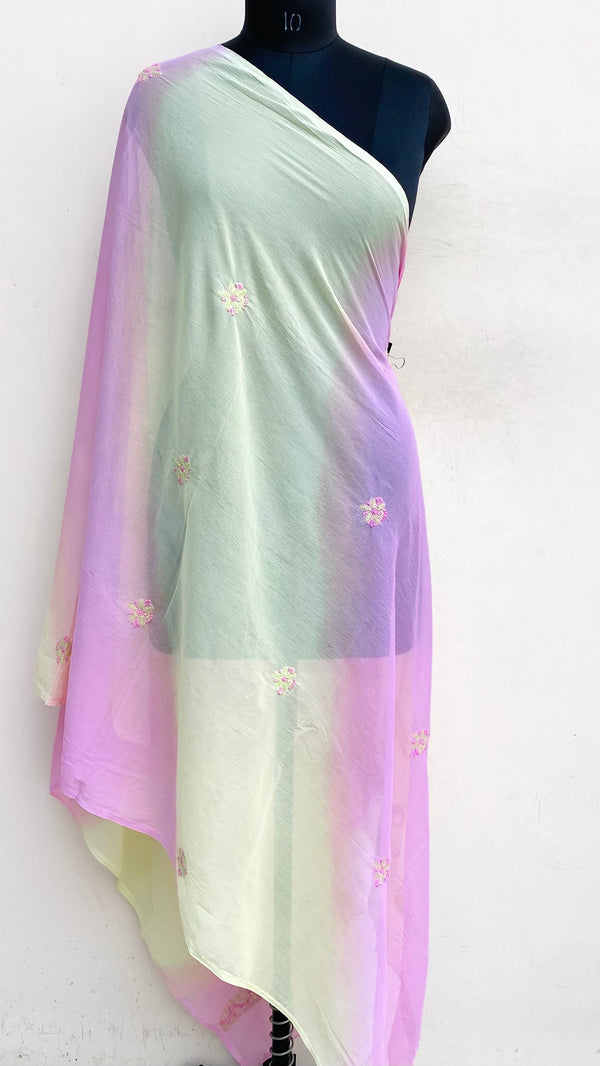Lucknowi Chikankari Dupatta Multicolour Chiffon
