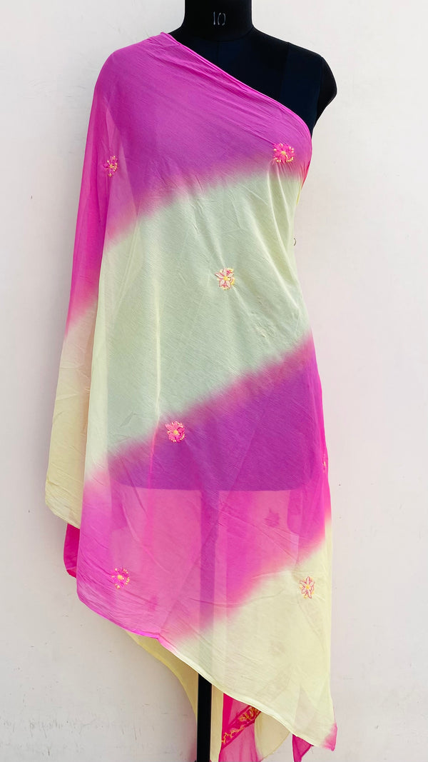 Lucknowi Chikankari Dupatta Multicolour Chiffon