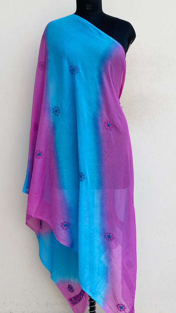 Lucknowi Chikankari Dupatta Multicolour Chiffon