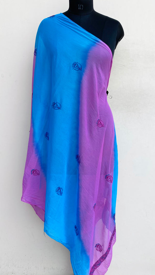 Lucknowi Chikankari Dupatta Multicolour Chiffon