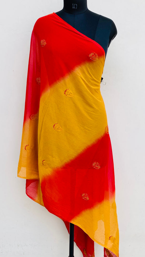 Lucknowi Chikankari Dupatta Multicolour Chiffon