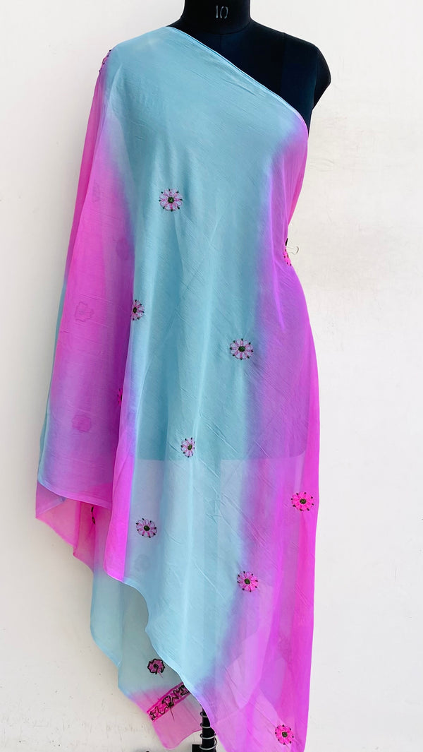 Lucknowi Chikankari Dupatta Multicolour Chiffon