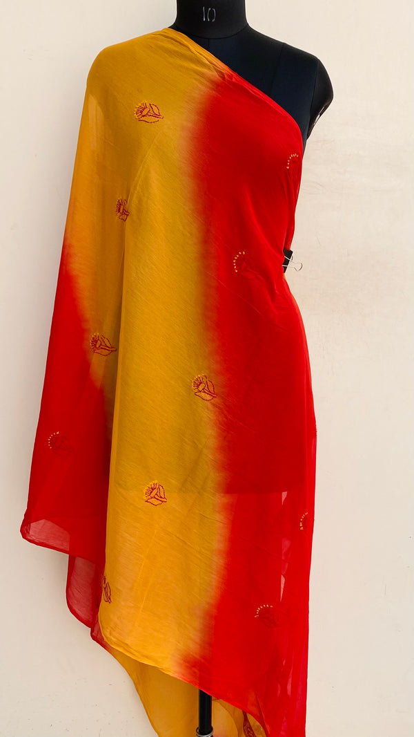 Lucknowi Chikankari Dupatta Multicolour Chiffon