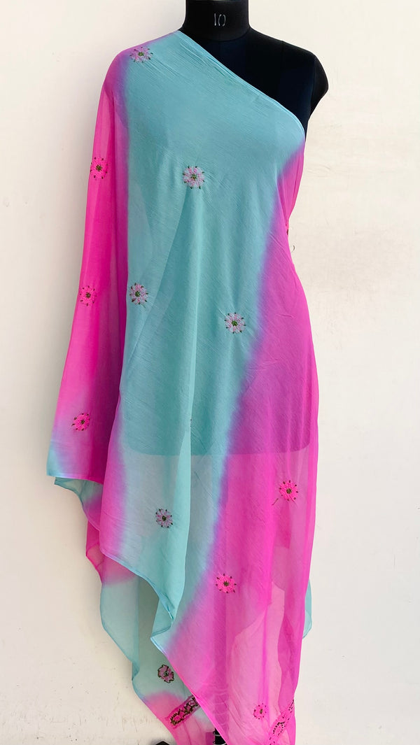 Lucknowi Chikankari Dupatta Multicolour Chiffon