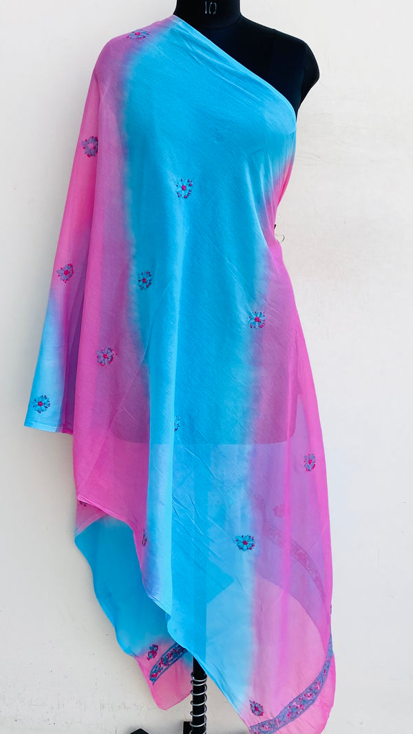 Lucknowi Chikankari Dupatta Multicolour Chiffon
