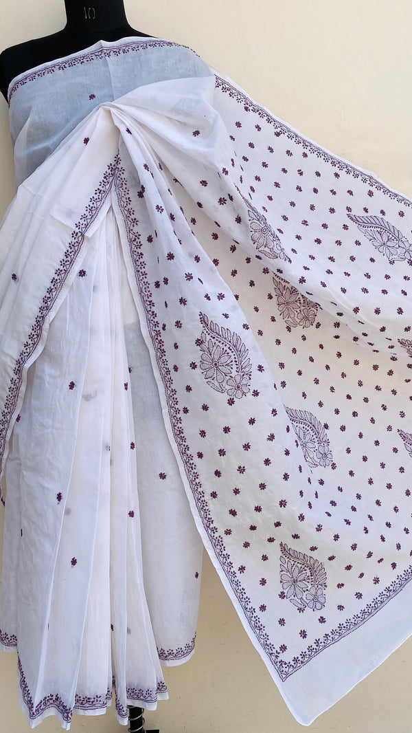 Lucknowi Chikankari Saree White Cotton