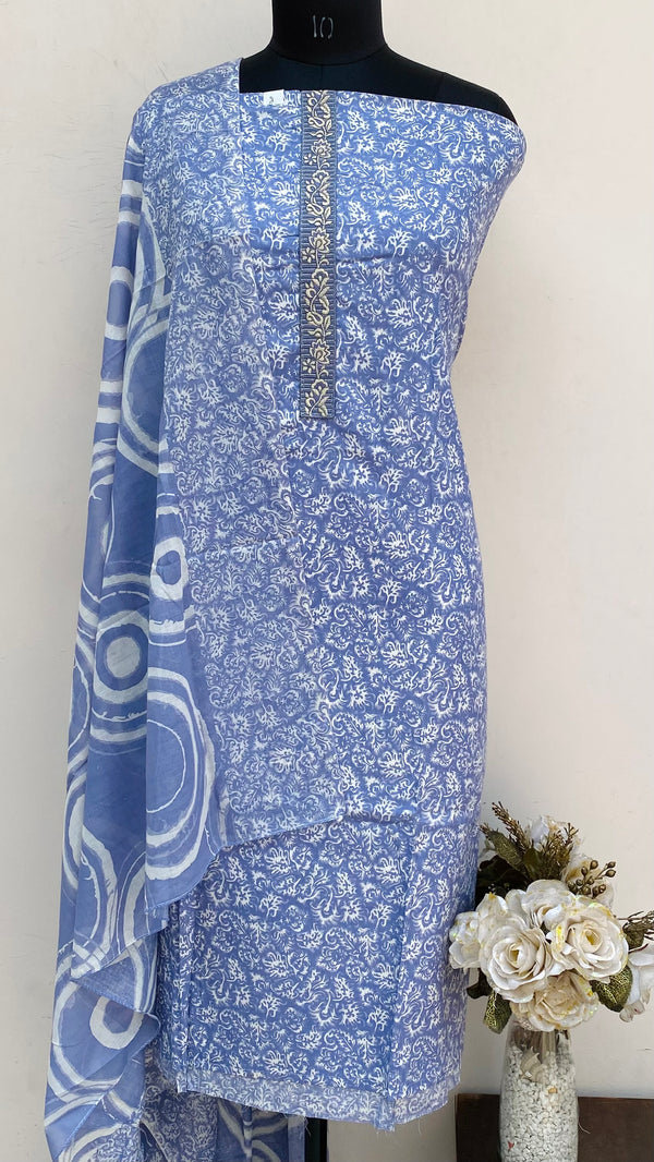 Designer Embroidered Suit Length 3 Piece Purple Mal Cotton