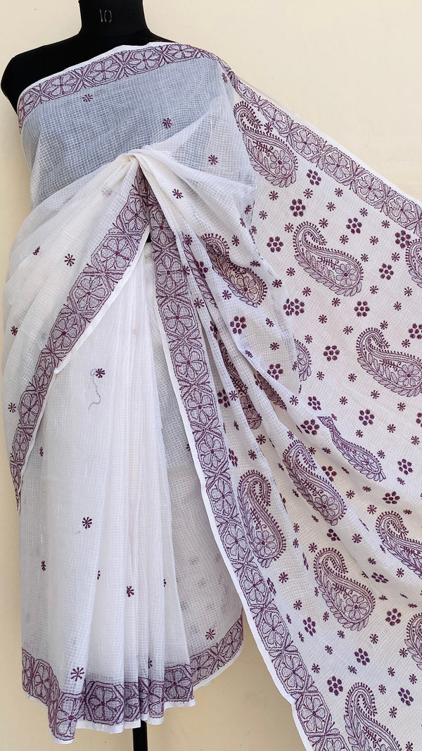 Lucknowi Chikankari Saree White Kota