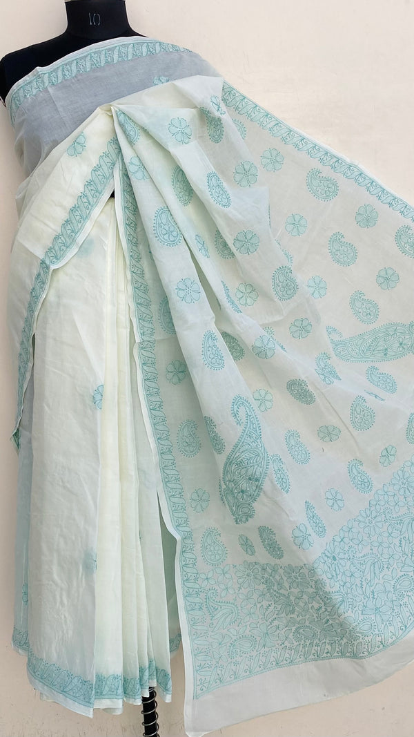 Lucknowi Chikankari Saree Off White Cotton