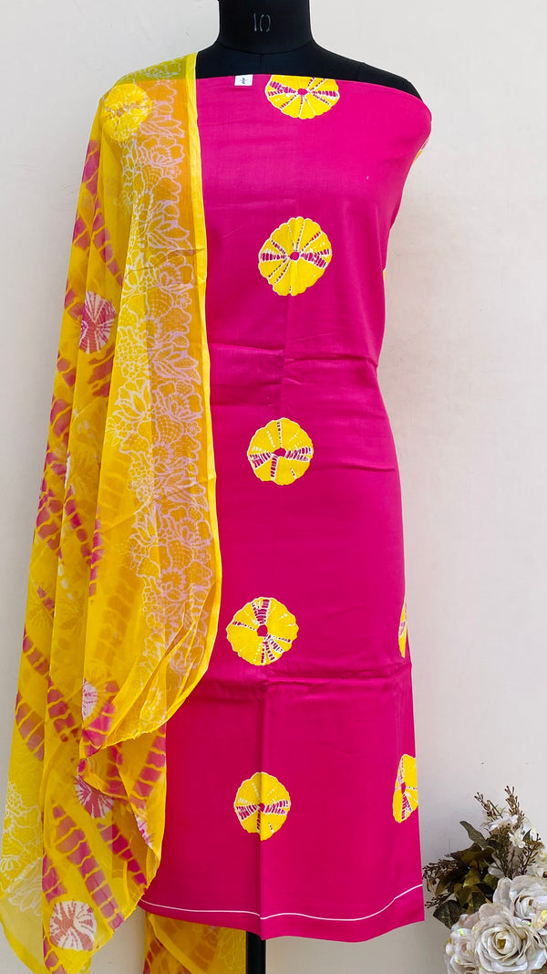 Designer Embroidered Suit Length 3 Piece Pink Mal Cotton