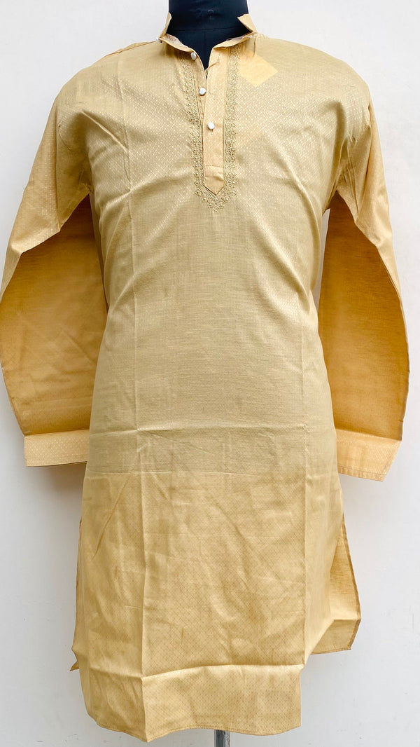 Lucknowi Chikankari Men’s Kurta Beige Cotton