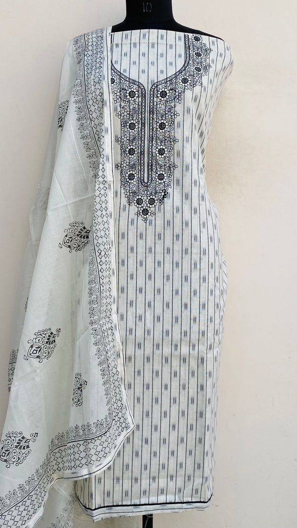 Designer Embroidered Suit Length 3 Piece Cream Mal Cotton
