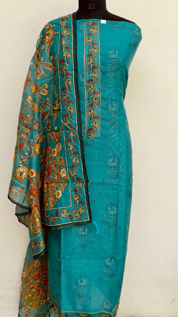 Designer Embroidered Suit Length 3  Piece Green Linen