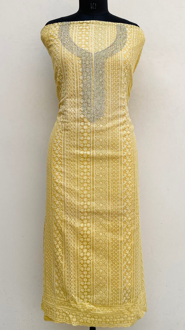 Chikankari Suit Length 2 Piece Mustard Georgette With Stone Work