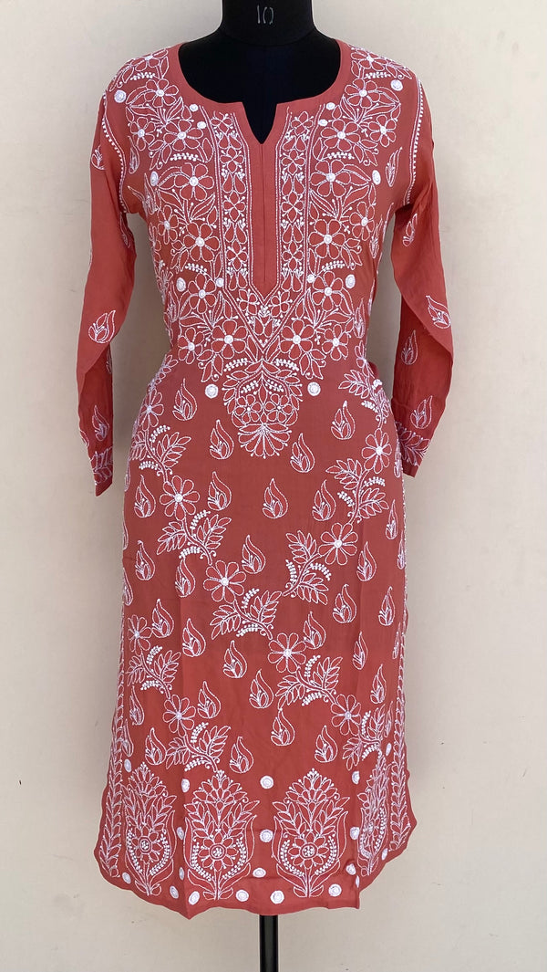 Lucknowi Chikankari Kurti Copper Muslin Cotton