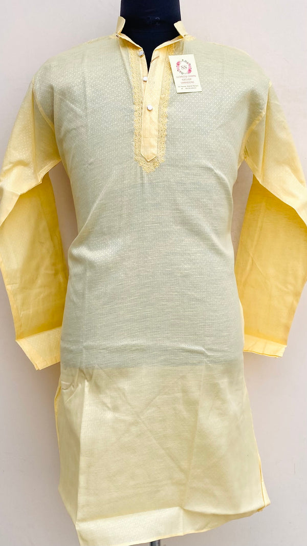 Lucknowi Chikankari Men’s Kurta Beige Cotton