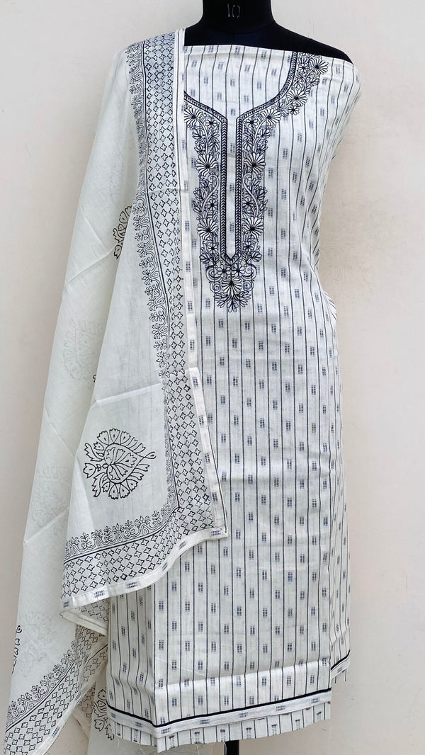 Designer Embroidered Suit Length 3 Piece Cream Mal Cotton