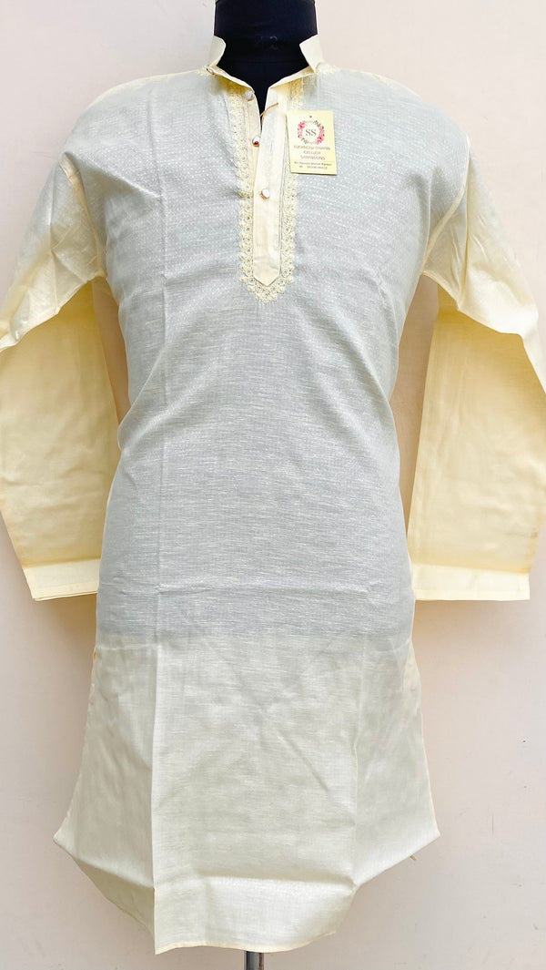 Lucknowi Chikankari Men’s Kurta Cream Cotton