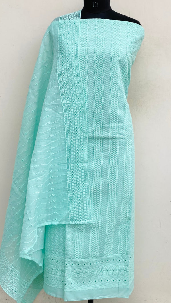 Chikankari Suit Length 3 Piece Sea Green Cotton