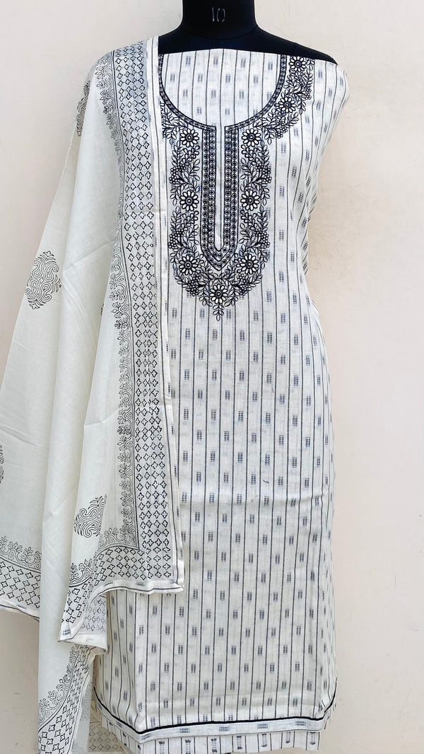 Designer Embroidered Suit Length 3 Piece Cream Mal Cotton