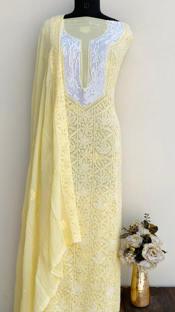 white christmas dresses Chikankari Pure Georgette Suit ( Ek & Do Taar )
