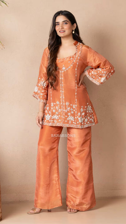 Rust Orange Indo-Western Co-ord Set