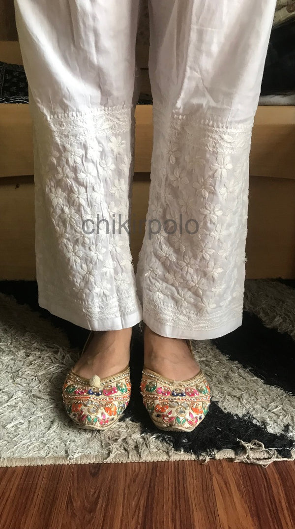 Lucknowi Chikankari White Soft Cotton Pant